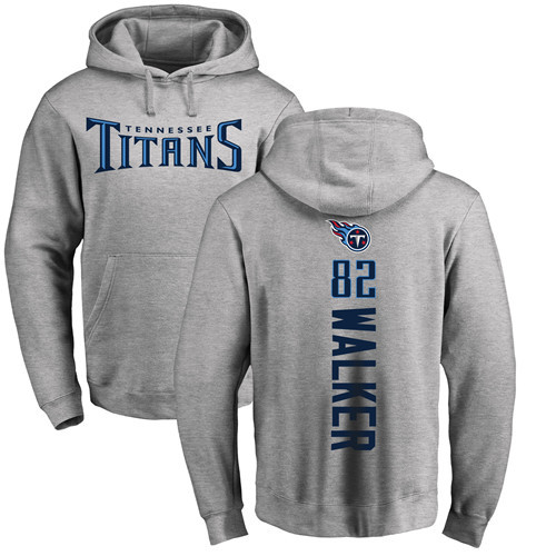 Tennessee Titans Men Ash Delanie Walker Backer NFL Football #82 Pullover Hoodie Sweatshirts